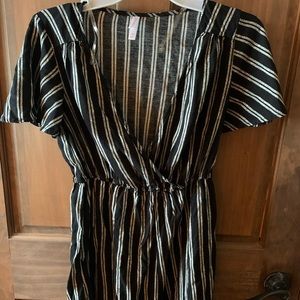 Back and white striped romper